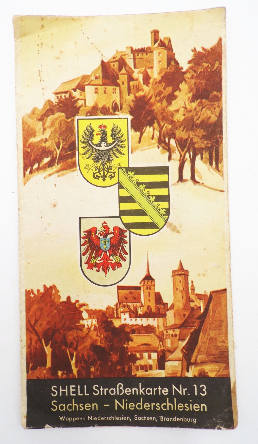 Shell Straßenkarte 13 Sachsen Niederschlesien alte Landkarte