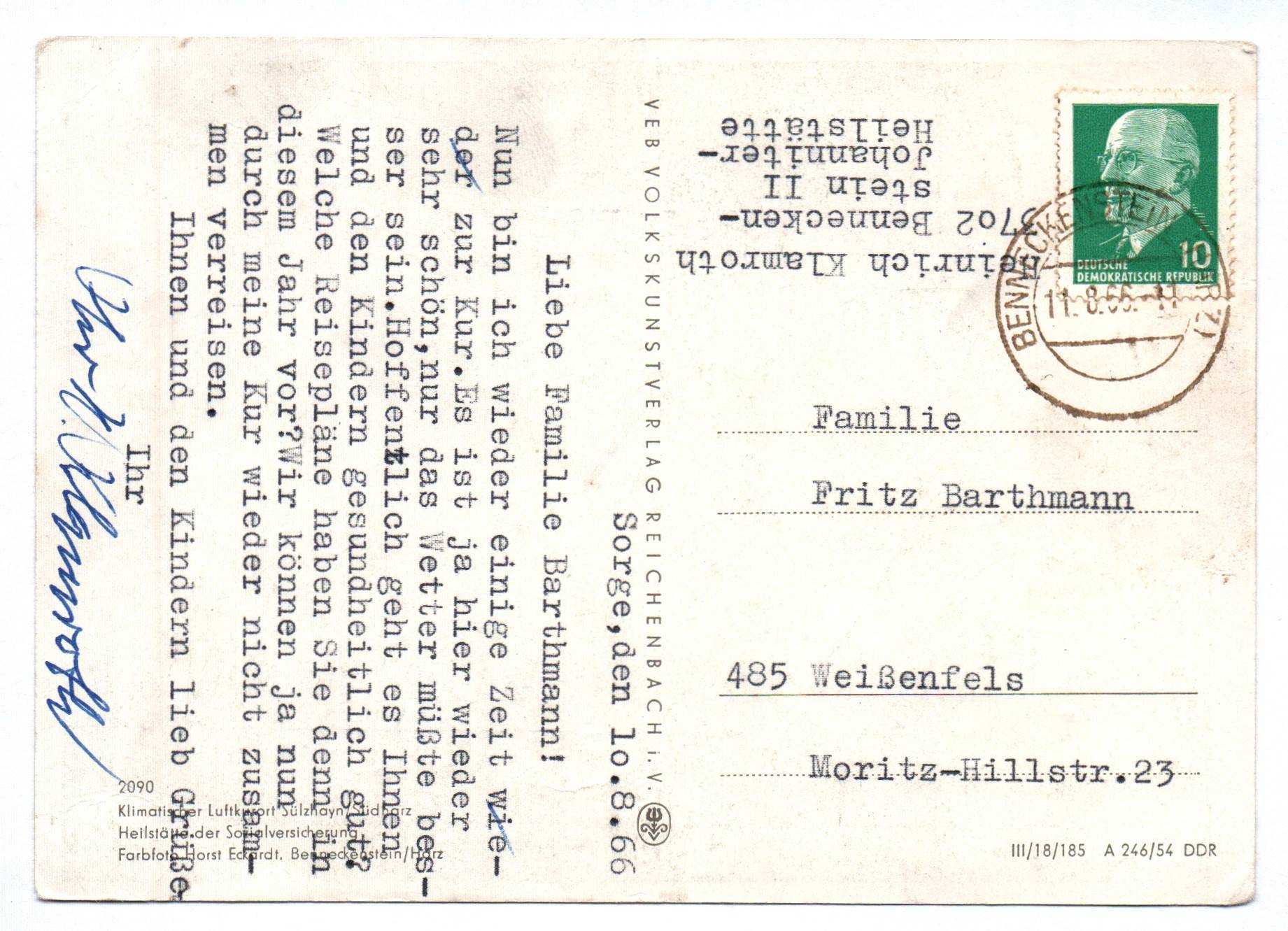 Ak Sülzhayn Südharz Heilstädte der Sozialversicherung 1954 DDR Ak Sülzhayn Südharz Heilstädte der Sozialversicherung 1954 DDR
