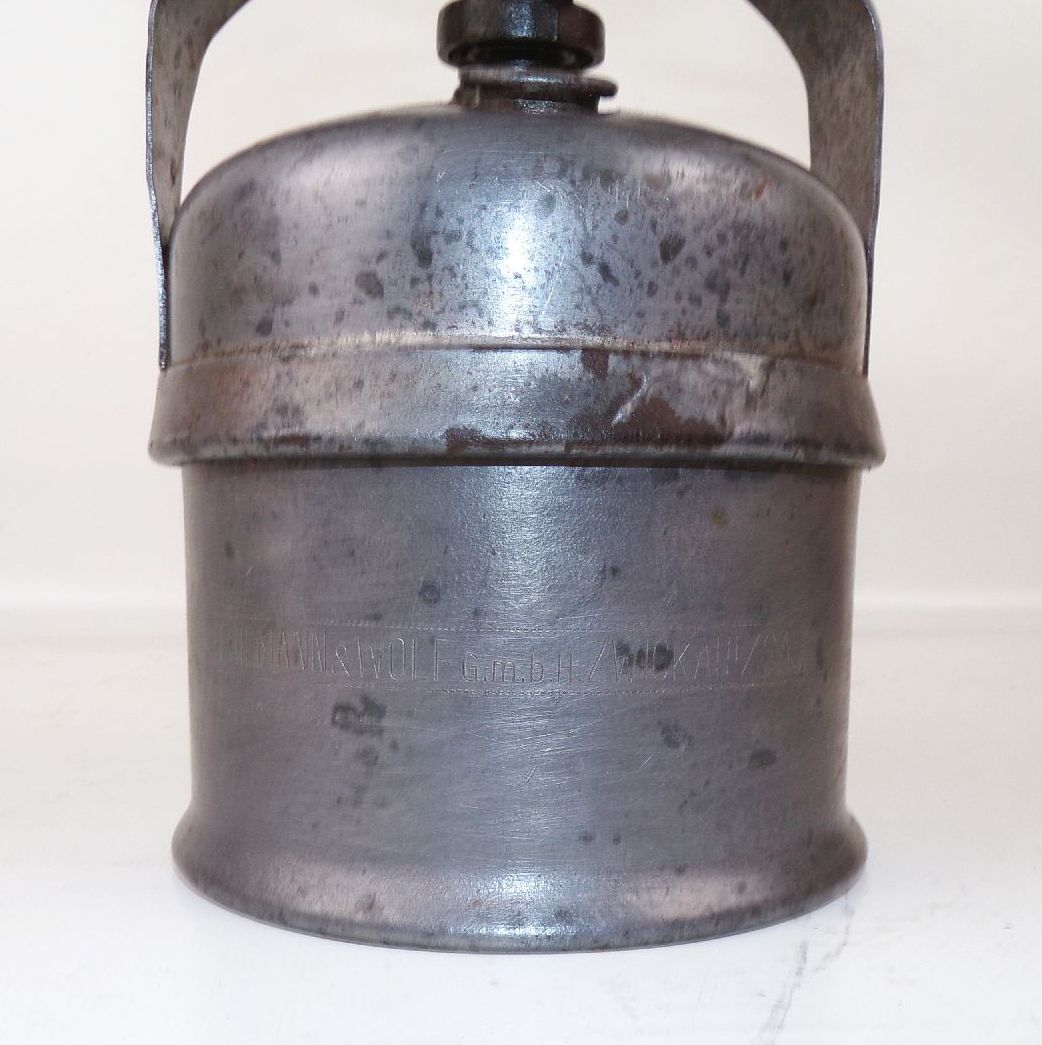 Alte Karbid Lampe Friemann u Wolf Zwickau Feuerhand Glas RAD Militär 2 Wk