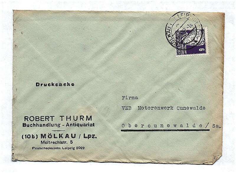 Drucksache Buchhandlung Antiquariat Mölkau Leipzig DDR 1952