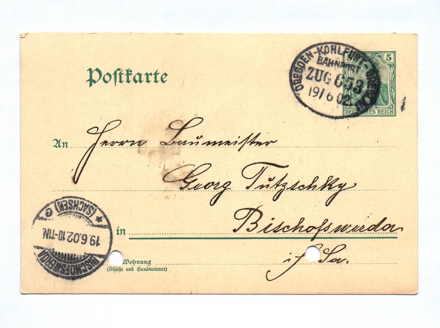Postkarte 1902 Bahnpost Dresden Kohlfurt