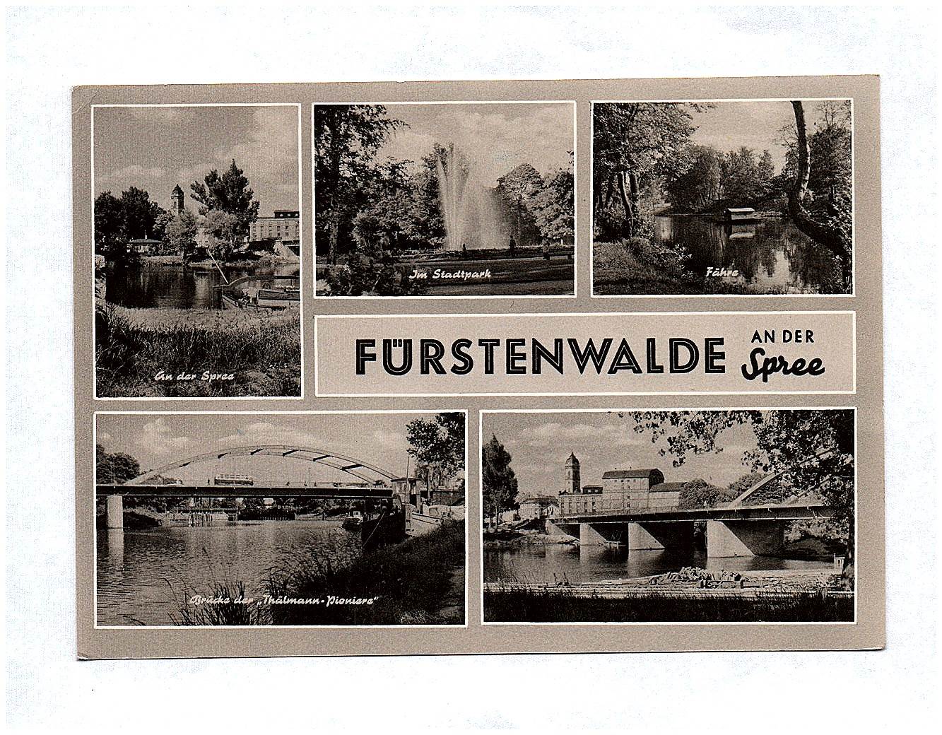 Ak Fürstenwalde Spree Stadtpark Fähre Brücke der Thälmann Pioniere DDR ...
