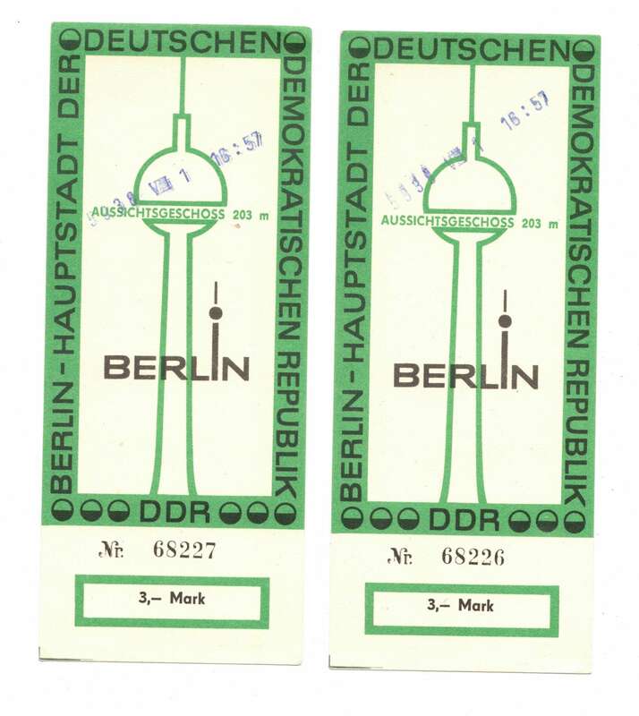 2 Eintrittskarten Berlin Fernsehturm DDR 