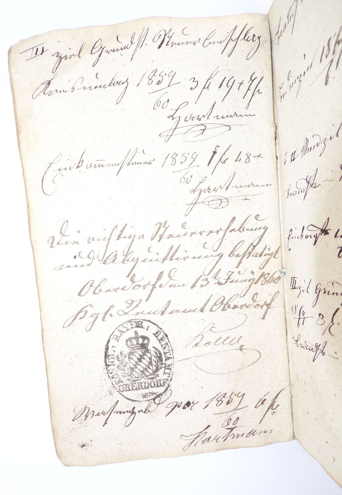 Handgeschriebenes Buch ab 1838 Stempel Steuer Einnahmen Quittungen Handgeschriebenes Buch ab 1838 Stempel Steuer Einnahmen Quittungen