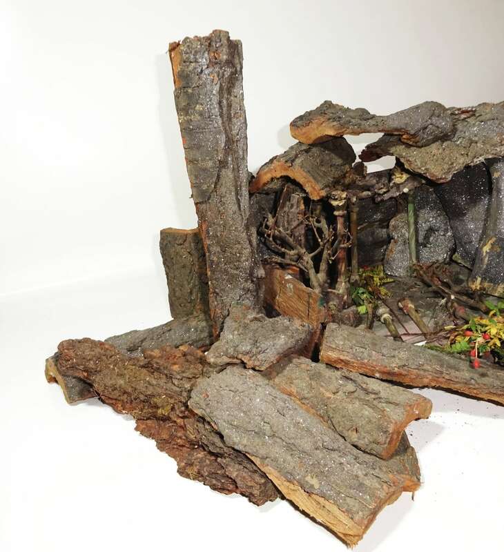 Uralt Krippe wohl Böhmen 1850 bis 1900 Holz Glitzer Weihnachtskrippe