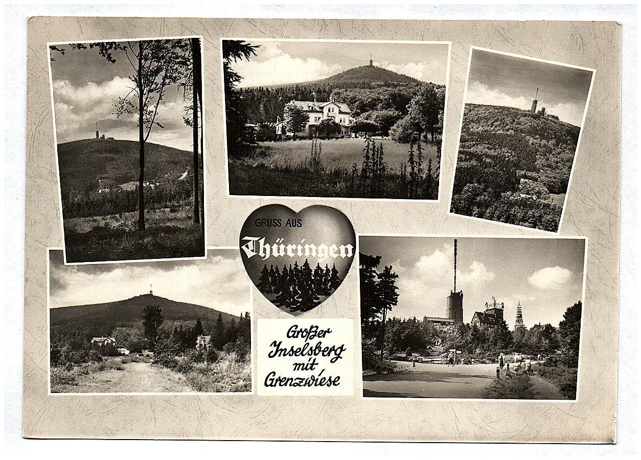 Ak Gruß aus Thüringen Goßer Inselberg mit Grenzwiese Echtfoto DDR Ak Gruß aus Thüringen Goßer Inselberg mit Grenzwiese Echtfoto DDR