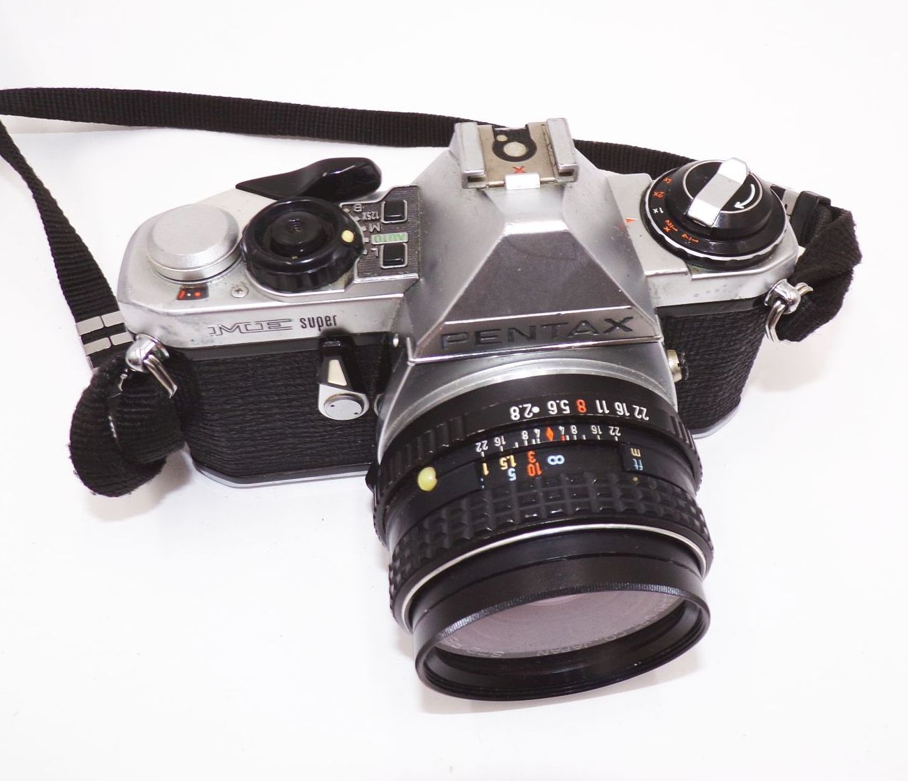 Pentax ME super Asahi mit 3 Objektiven mit Winder