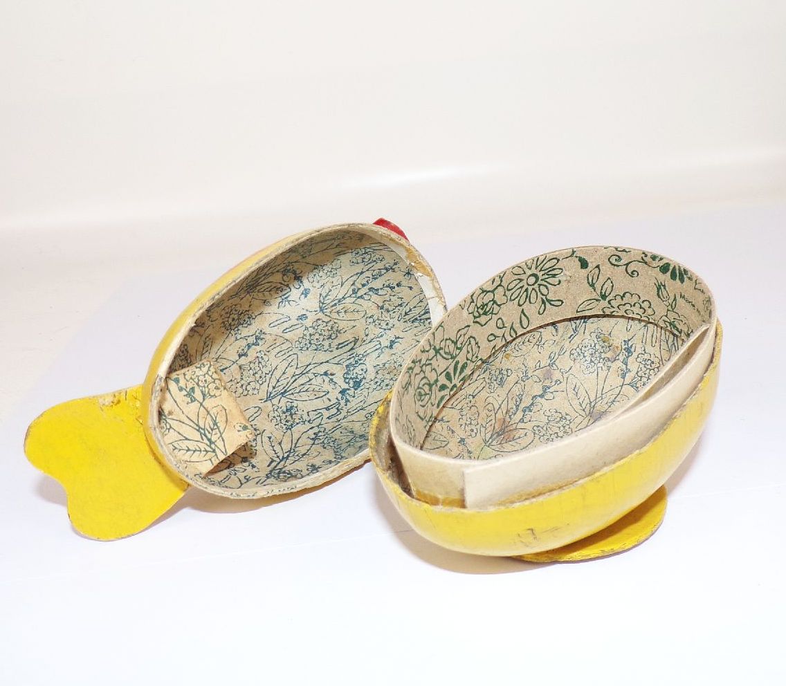 Altes Enten Küken Pappmaschee Candy Container Ostern 