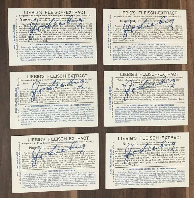 Feuerarbeit im Kunstgewerbe Nr 637 Liebig Serie Sammelbilder 6 Stück