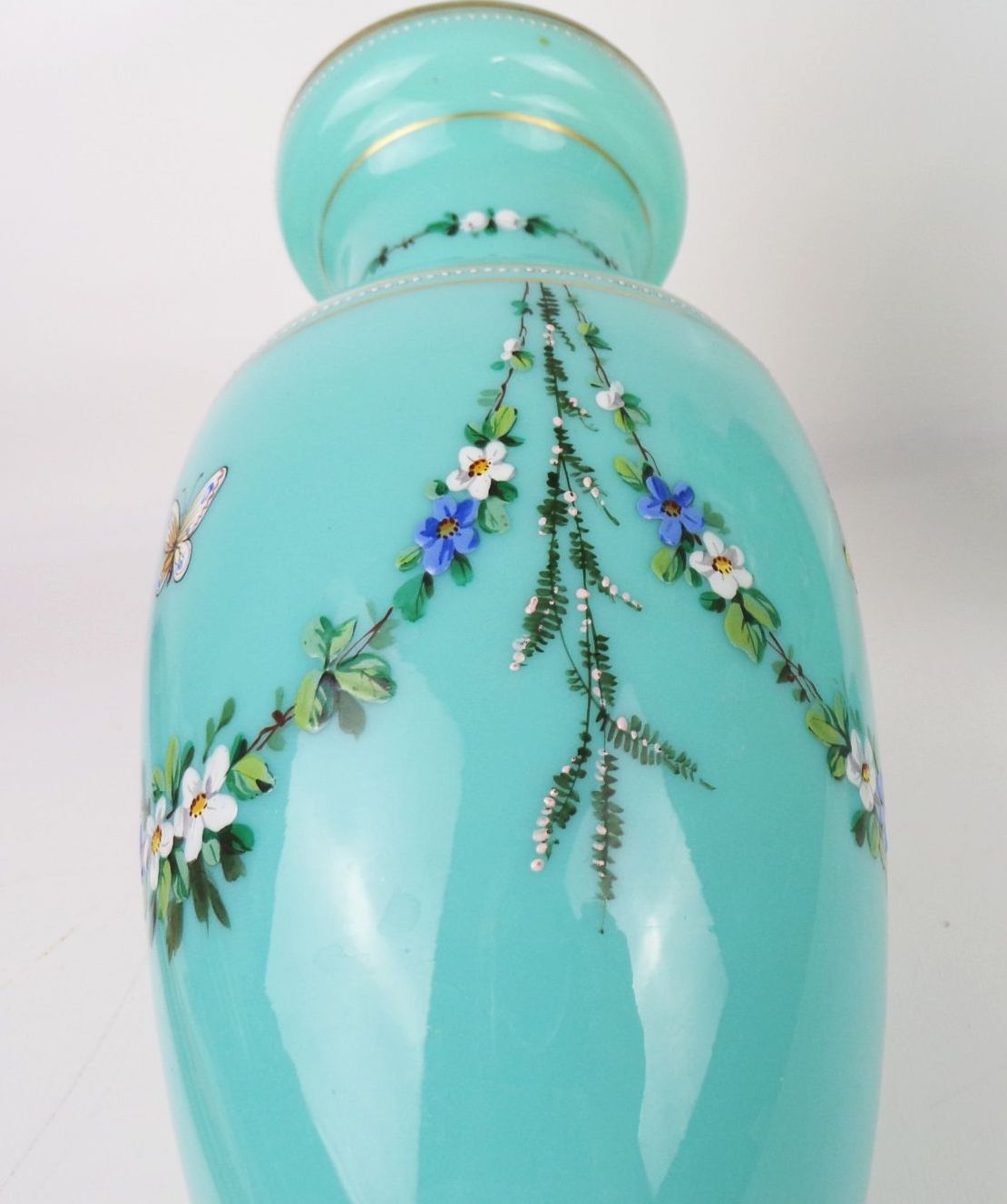 Alte Vasen Opalglas Emailmalerei um 1890 Böhmen 