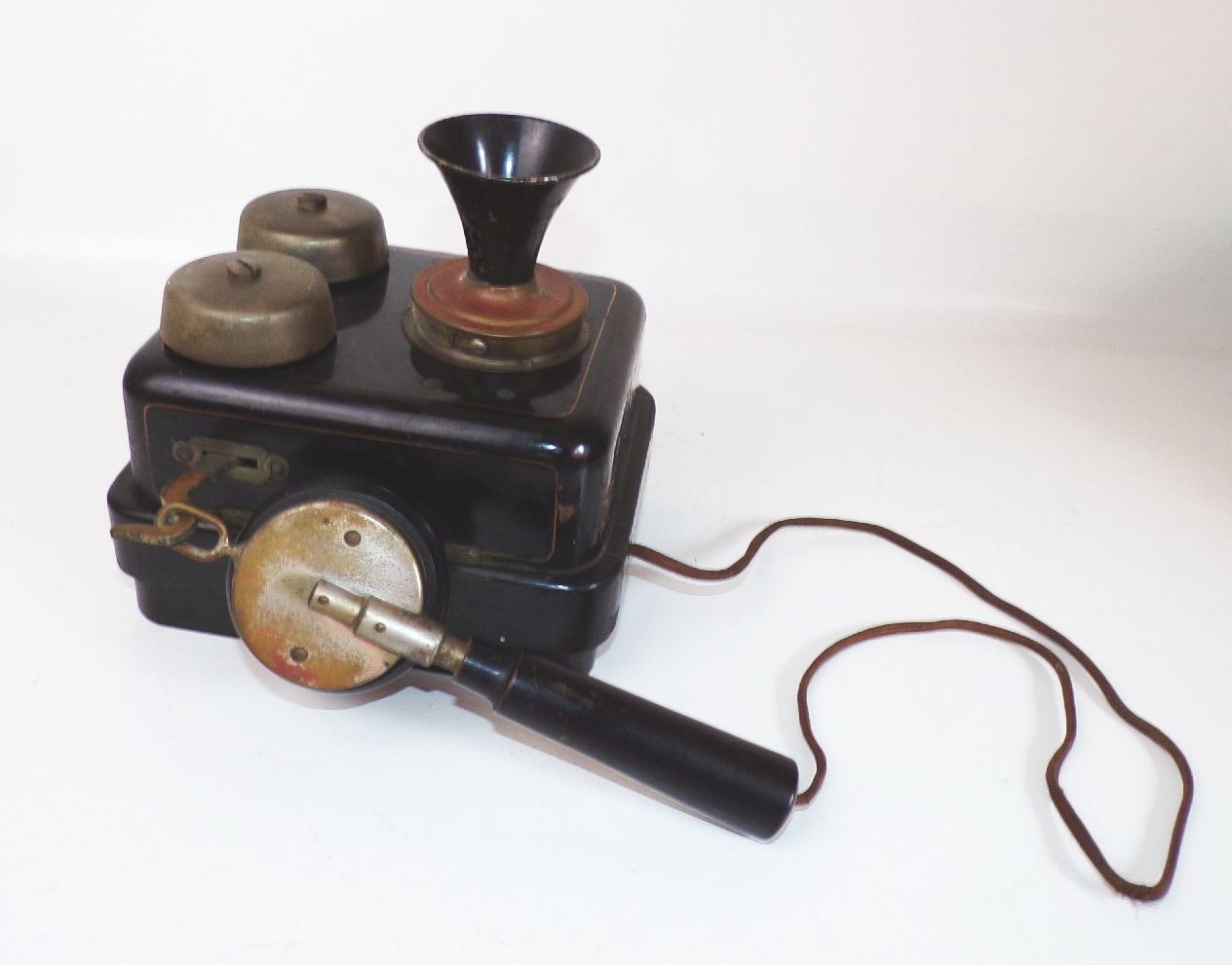 Altes Kurbeltelefon Schwarz Wandtelefon Deko Telefon