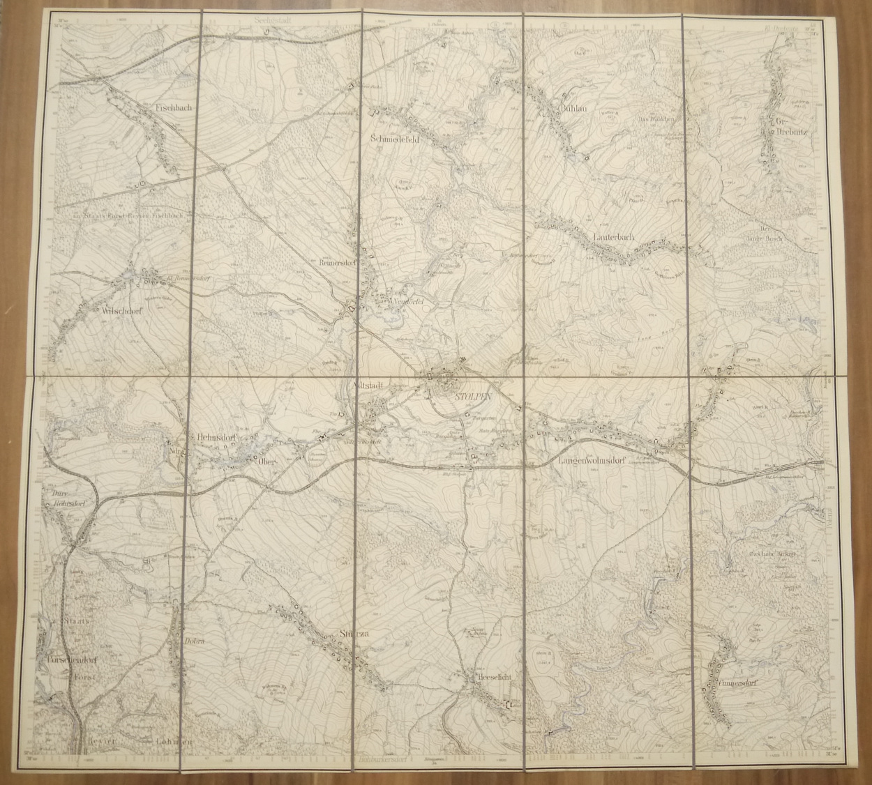 Leinen Landkarte Stolpen Sachsen 1:25000 um 1890 Leinenlandkarte