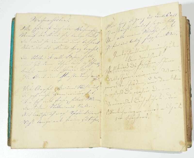 Handgeschriebenes Buch Rätsel Lieder Gebete Kochrezepte 1833
