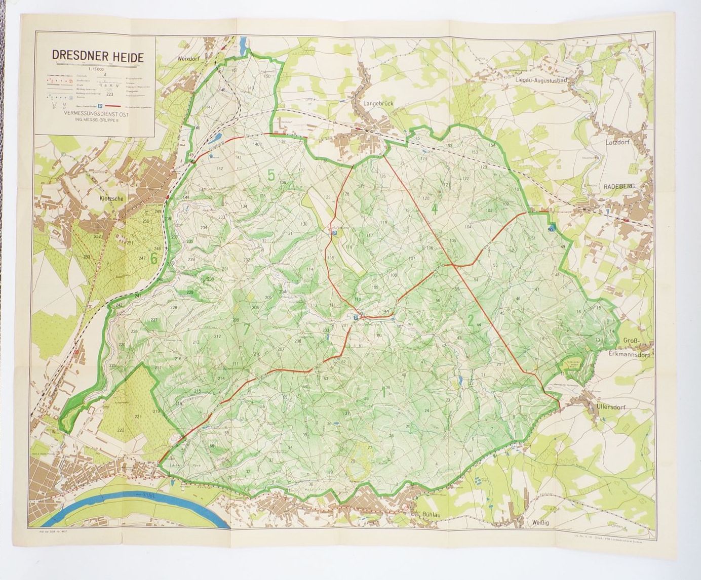 Wanderkarte Dresdner Heide 1966 DDR