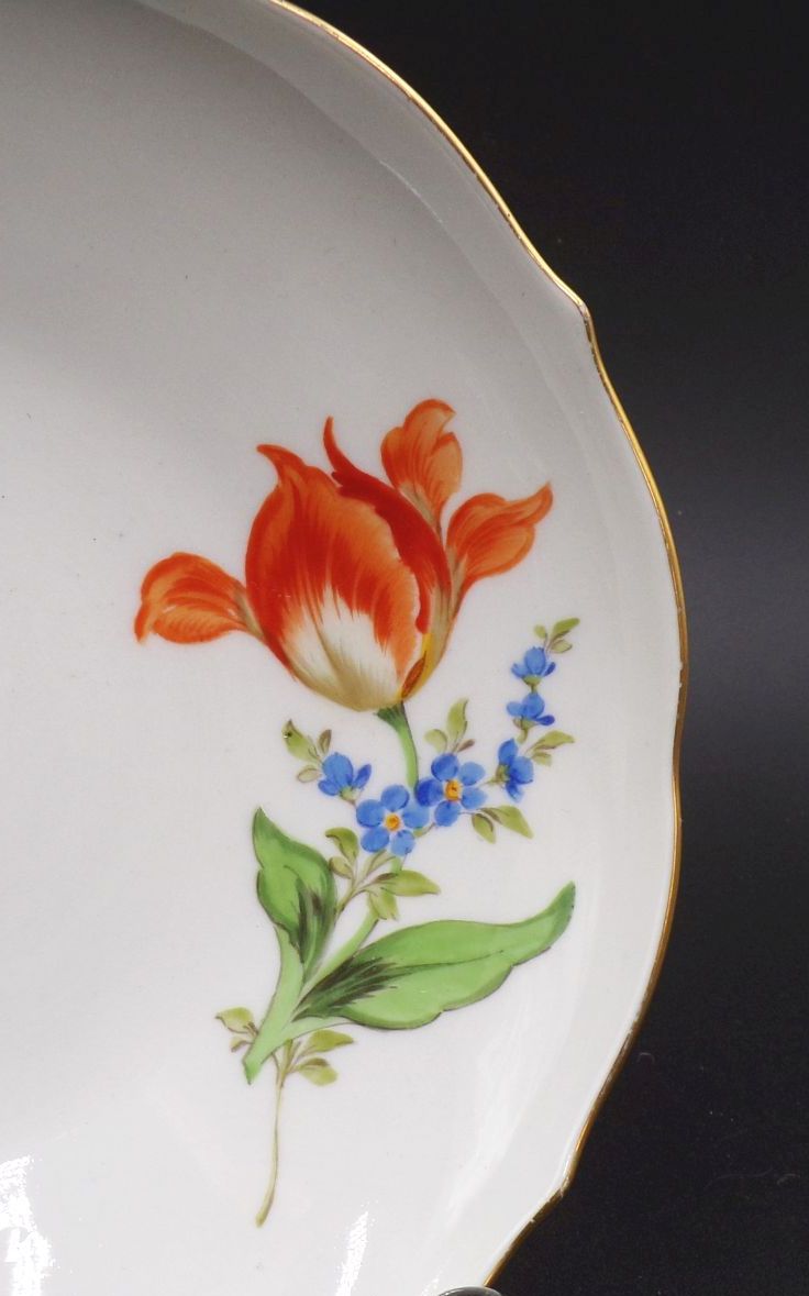 Alte Meissen Unterasse Tulpe Dekor 2 Wahl Porzellan Blume 