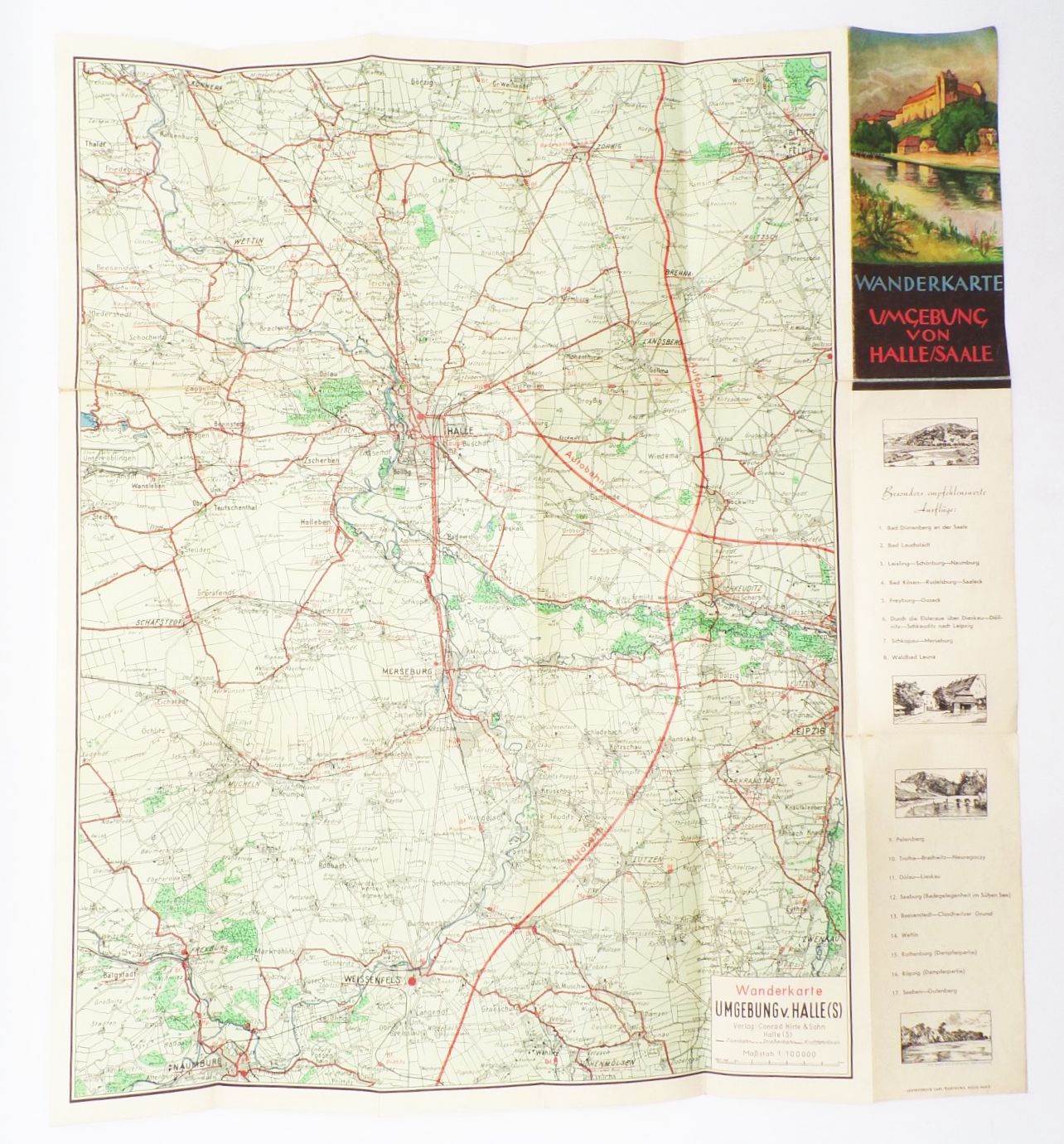 Wanderkarte Umgebung von Halle Saale DDR