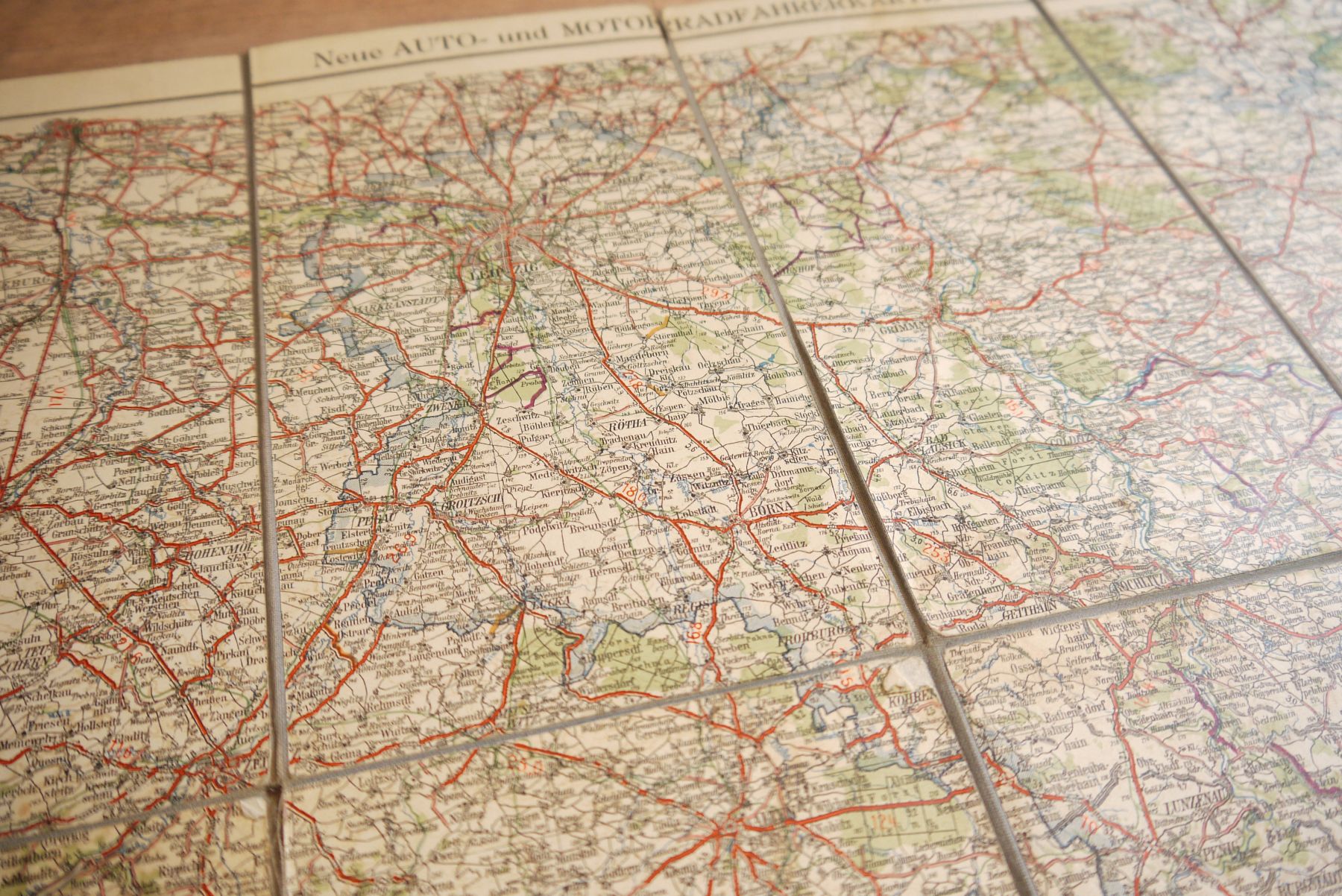 Alte Landkarte Auto Motorradfahrer Karte Ausgabe 1929