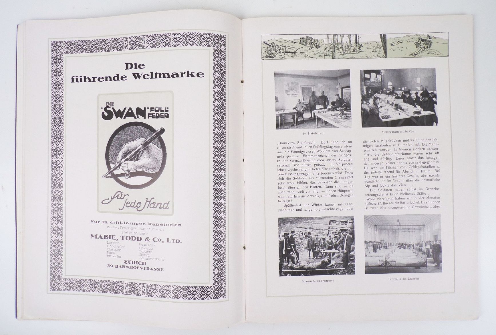 Schreibmappe 1916 Jean Frey Zürich Buchdruckerei Reklame 