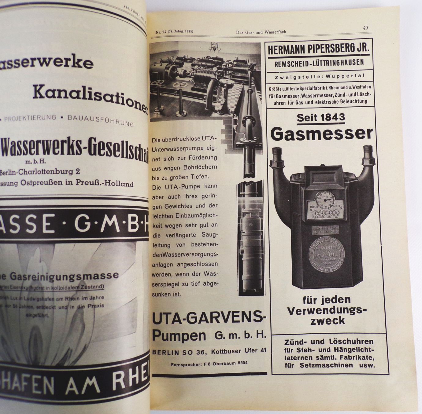 Königsberg 1935 Verein von Gas und Wasserfachmännern Reklame Klempner Königsberg 1935 Verein von Gas und Wasserfachmännern Reklame Klempner