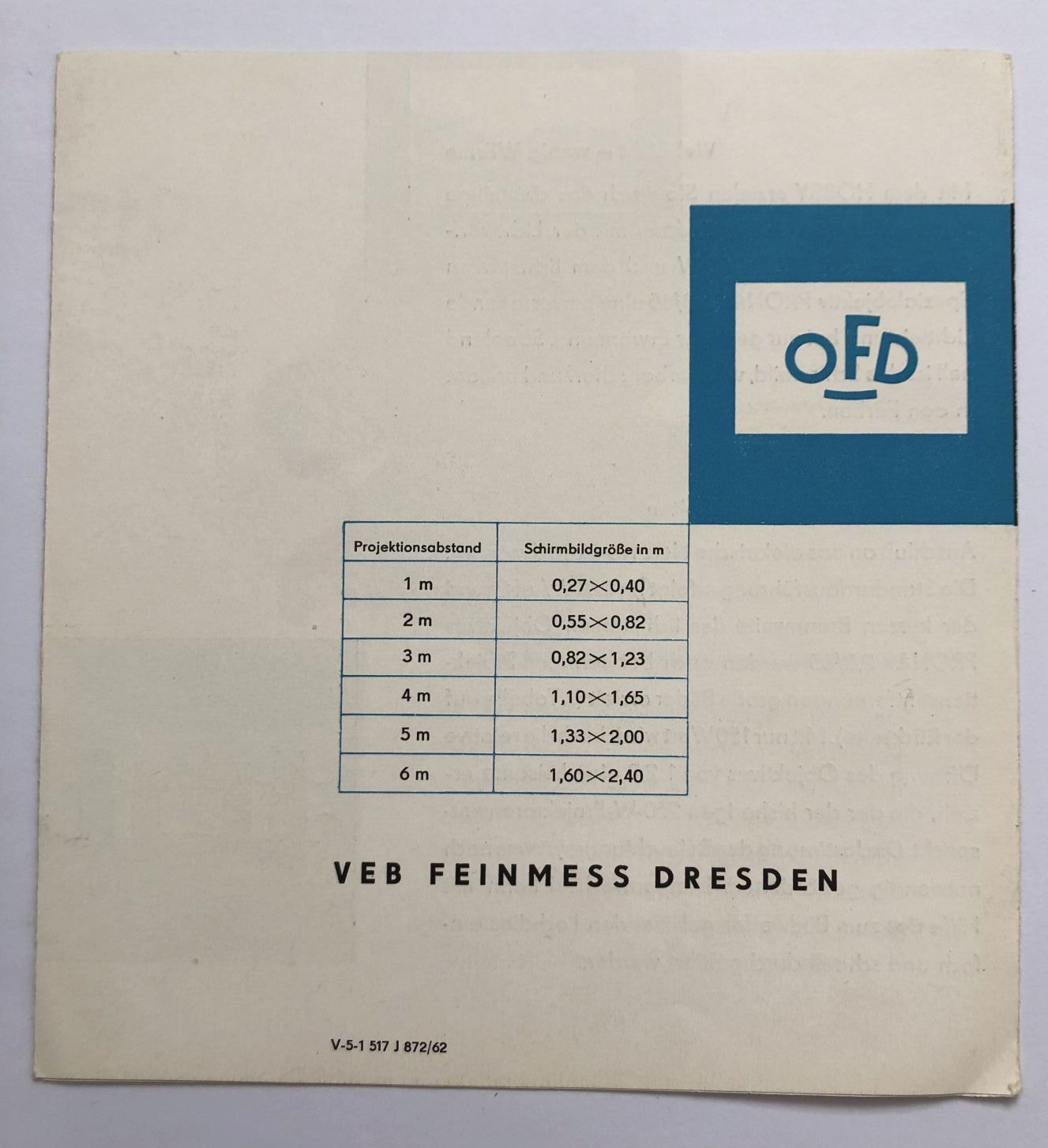 Fotografieren mit Hobby projizieren VEB Feinmess Dresden DDR 1962 Prospekt