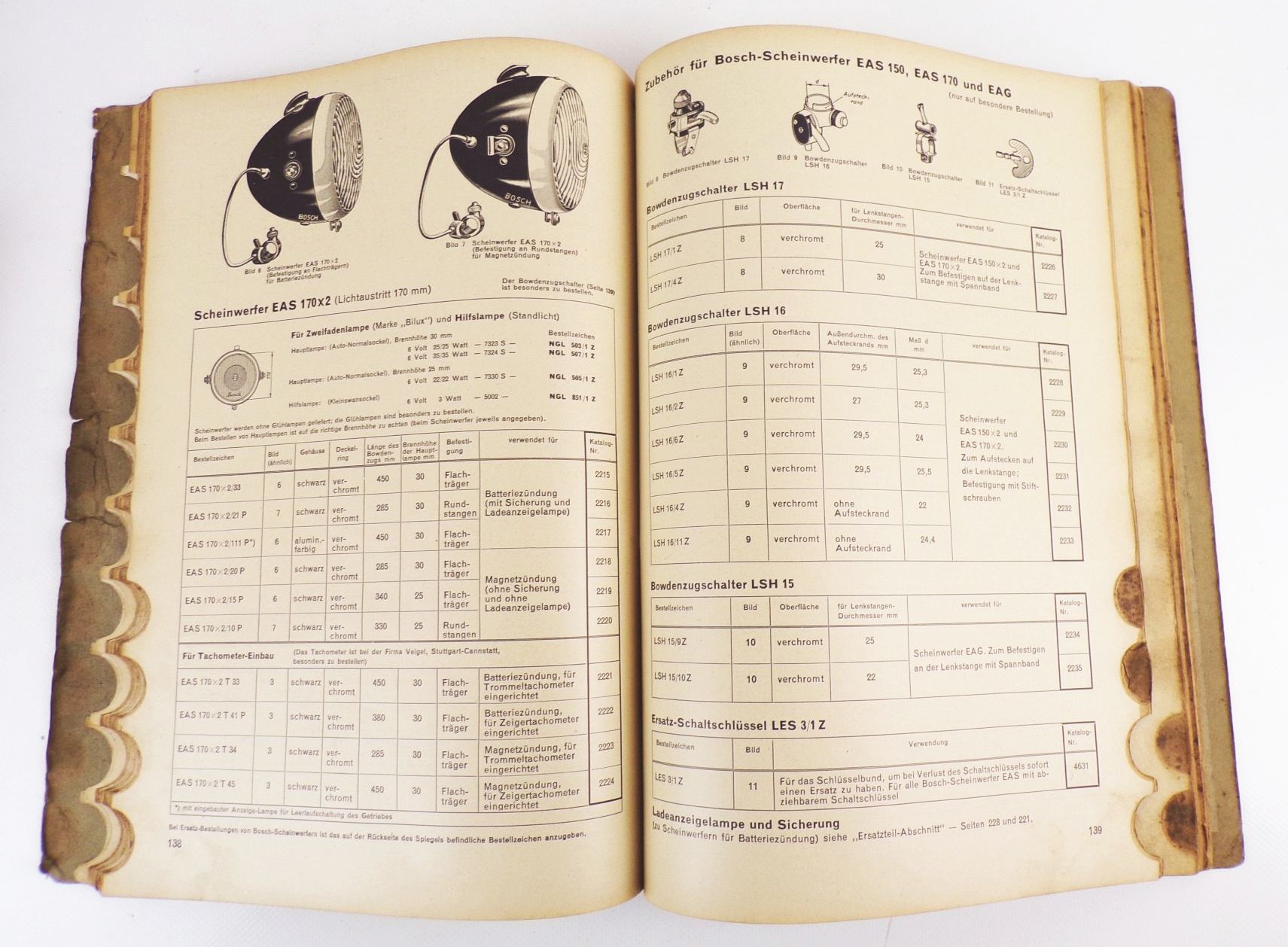 Alter Bosch Katalog Erzeugnisse für Kraftfahrzeuge 1939 Oldtimer Auto Zubehör