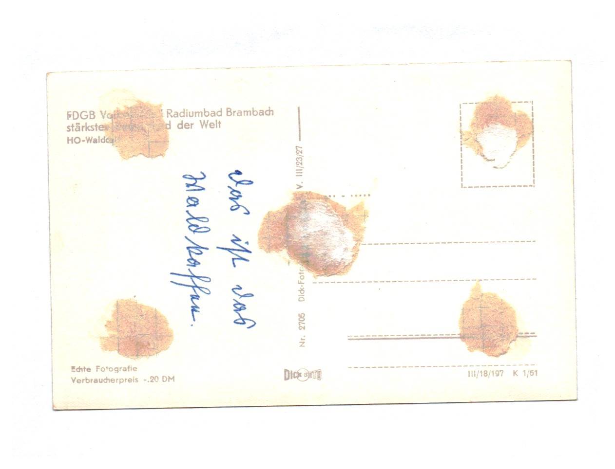 Ak FDGB Volksheilbad Radiumbad Brambach stärkstes Radiumbad der Welt HO Wald Cafe DDR