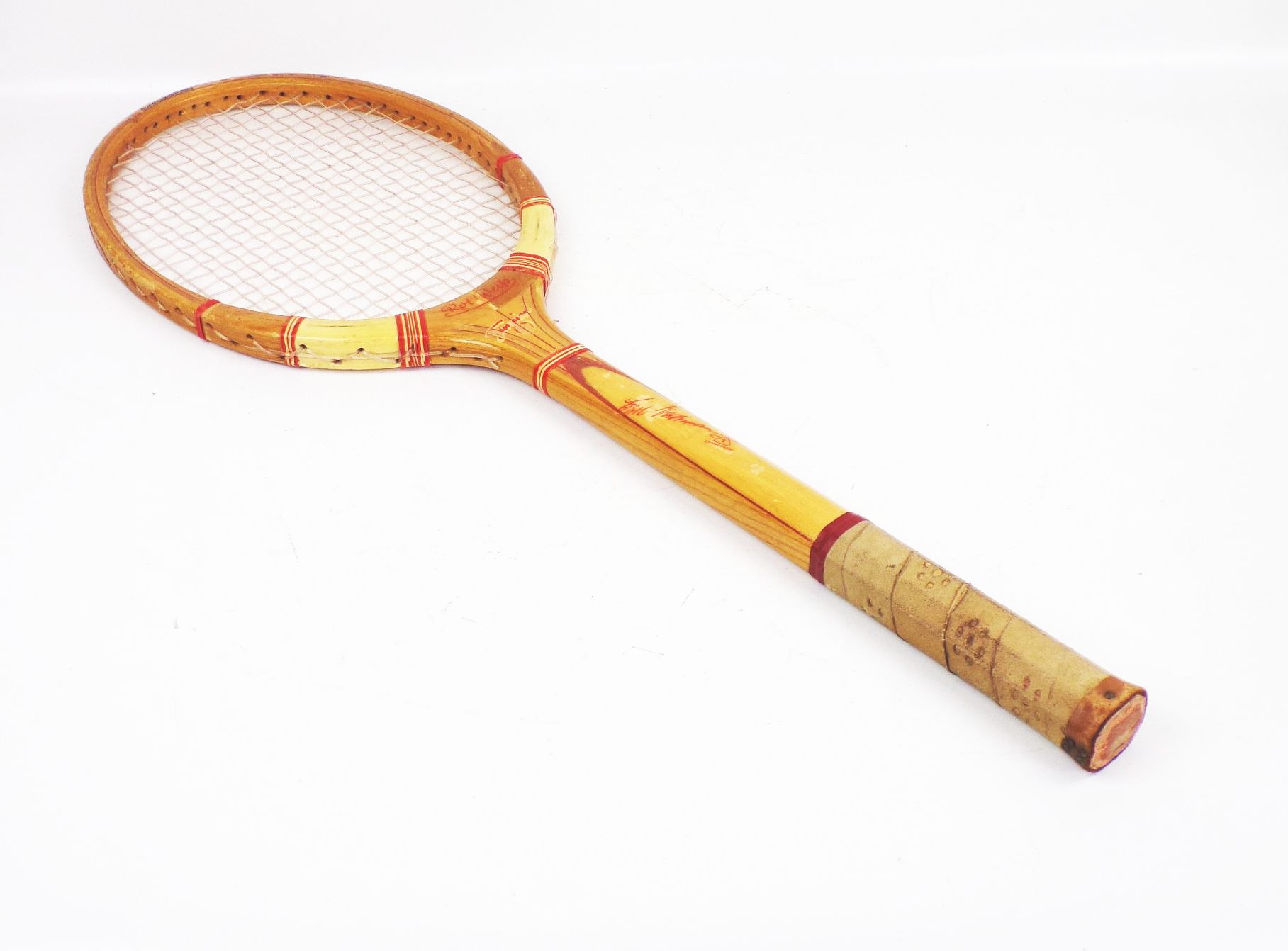 Alter Tennisschläger Rot Weiß Vintage Deko handmade
