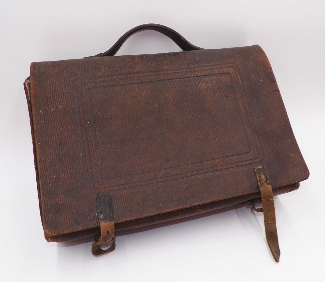 Alter Schulranzen aus Leder true Vintage Tragetasche Schultasche 