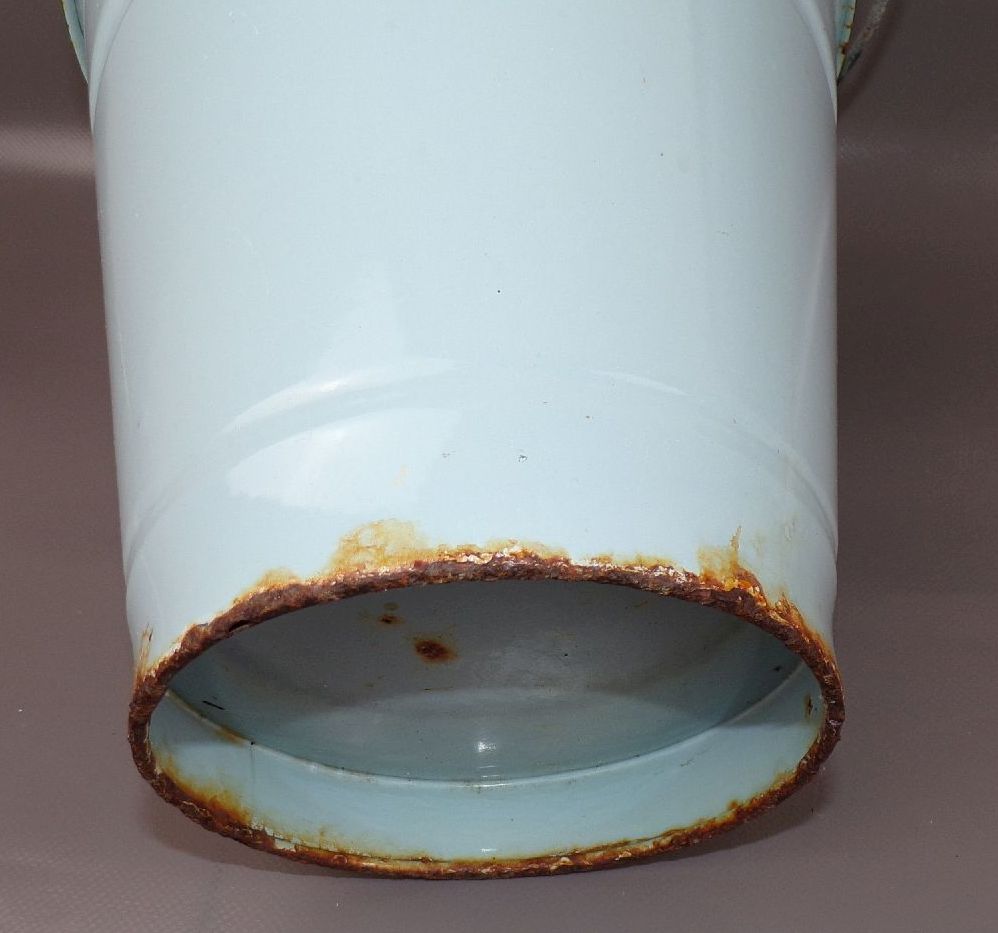 Alter Eimer 5 Liter Pflanzkübel Garten Deko Blau Emaille Email 