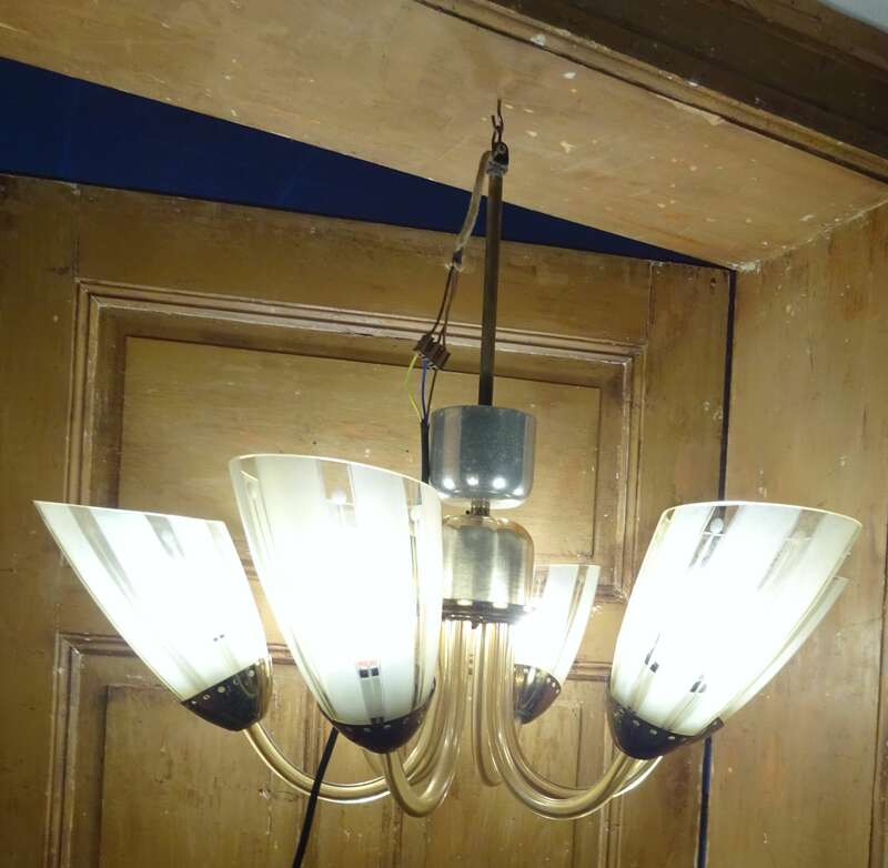 Vintage 6flamige Deckenlampe Mid Century Lampe Leuchte DDR 1950er 1960er !