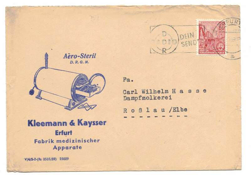 Werbe Brief Kleemann u Kayser Erfurt medizinische Apparate 1959 