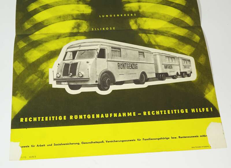 DDR Plakat Röntgenzug Volksröntgen Untersuchung Röntgen 1972 Poster 