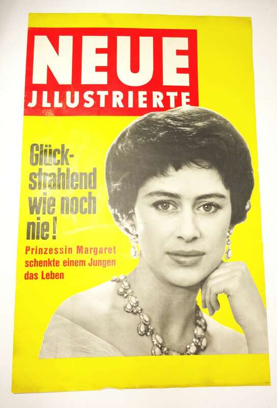 Illustrierte Poster Prinzessin Margaret 1961 Zeitung Revue Plakat