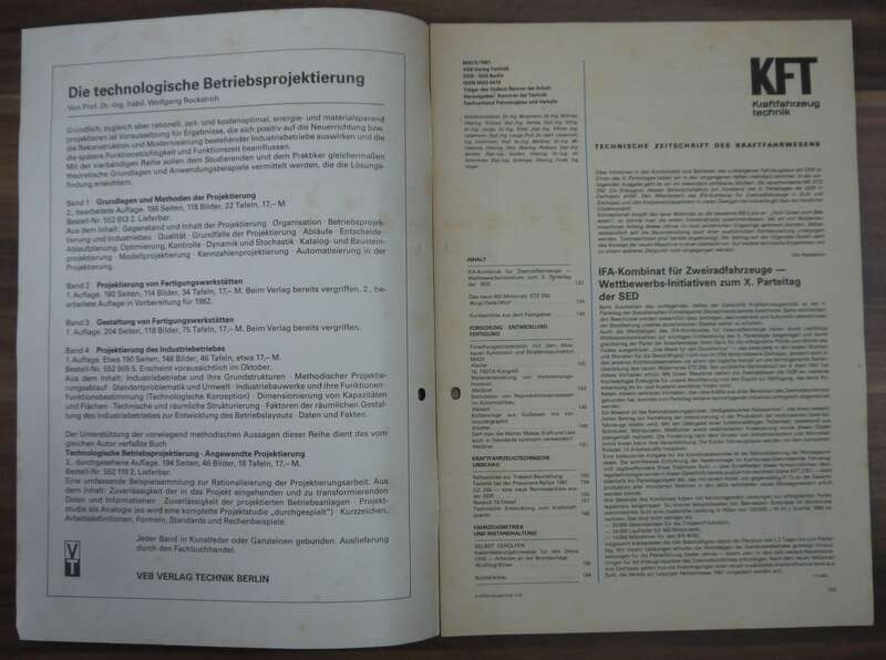 KFT Mai 1981 Die neue aus Zschopau MZ ETZ 250 Instandsetzungshinweise Dacia 1300