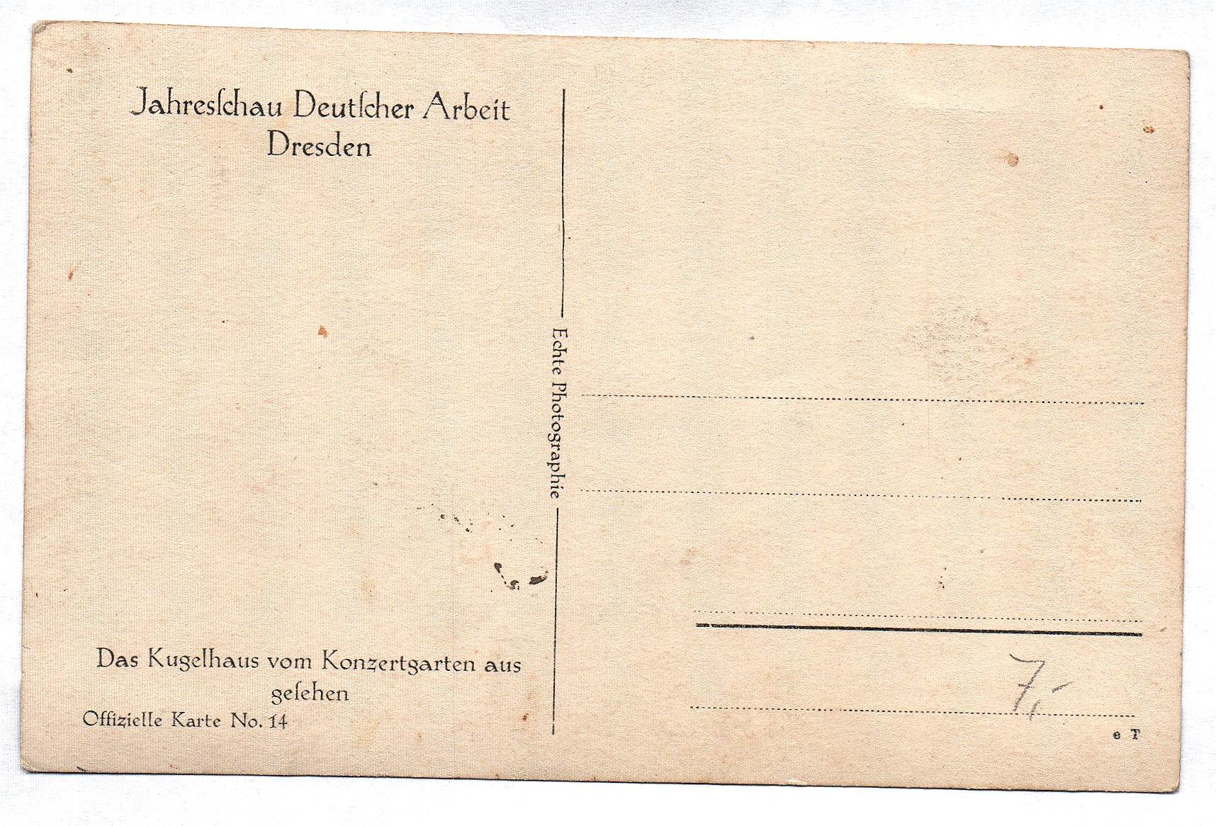 Ak Foto Postkarte Jahresschau Deutscher Arbeit Dresden Das Kugelhaus vom Konzertgarten aus gesehen
