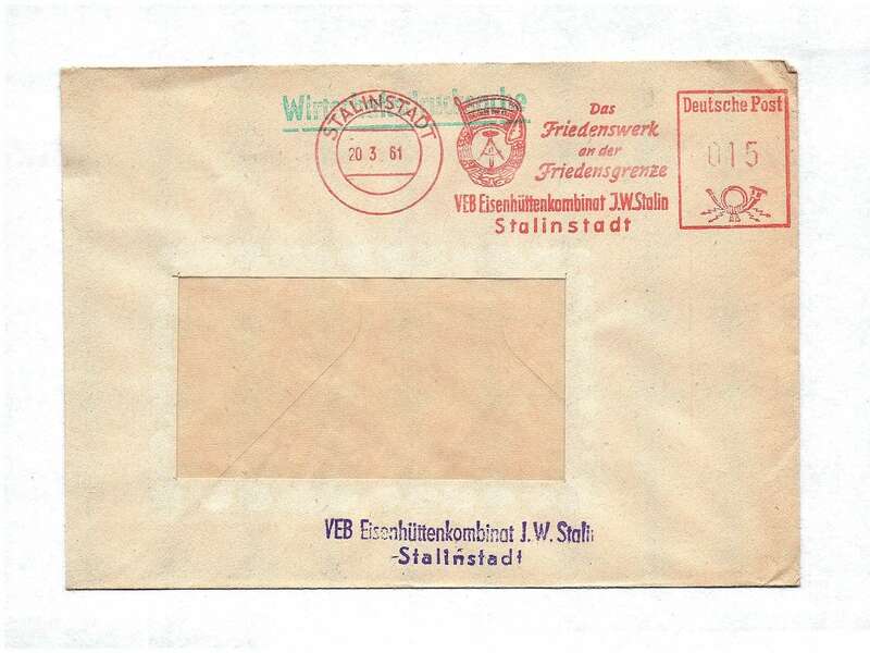 Briefkuvert VEB Eisenhüttenkombinat J W Stalinstadt 1963