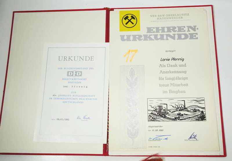 DDR Urkunden Nachlass Bergbau Hagenwerder Tagebau 1976 bis 1989