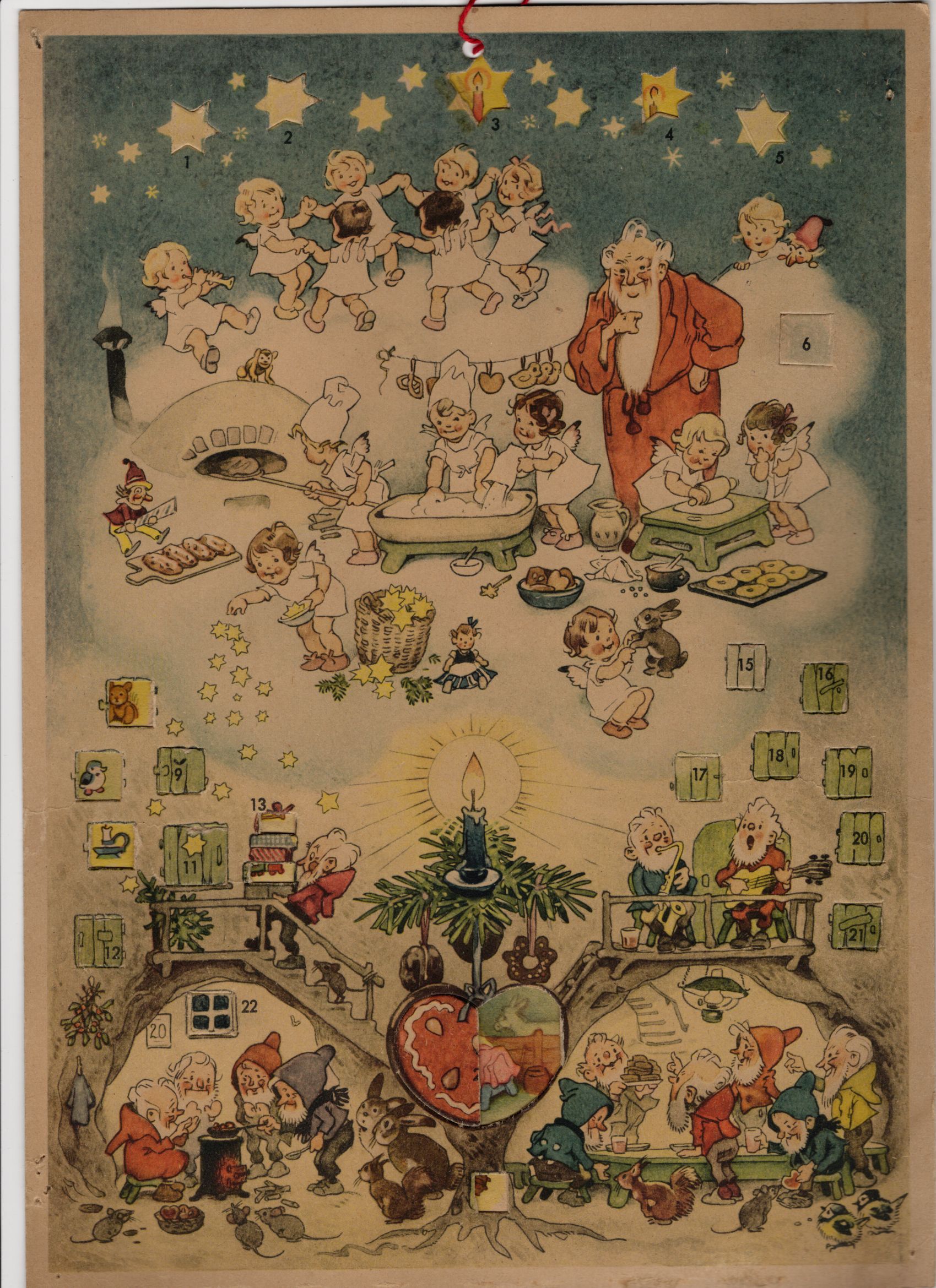 Alter Fritz Baumgarten Adventskalender 1950 Zwerge Wichtel Alter Fritz Baumgarten Adventskalender 1950 Zwerge Wichtel