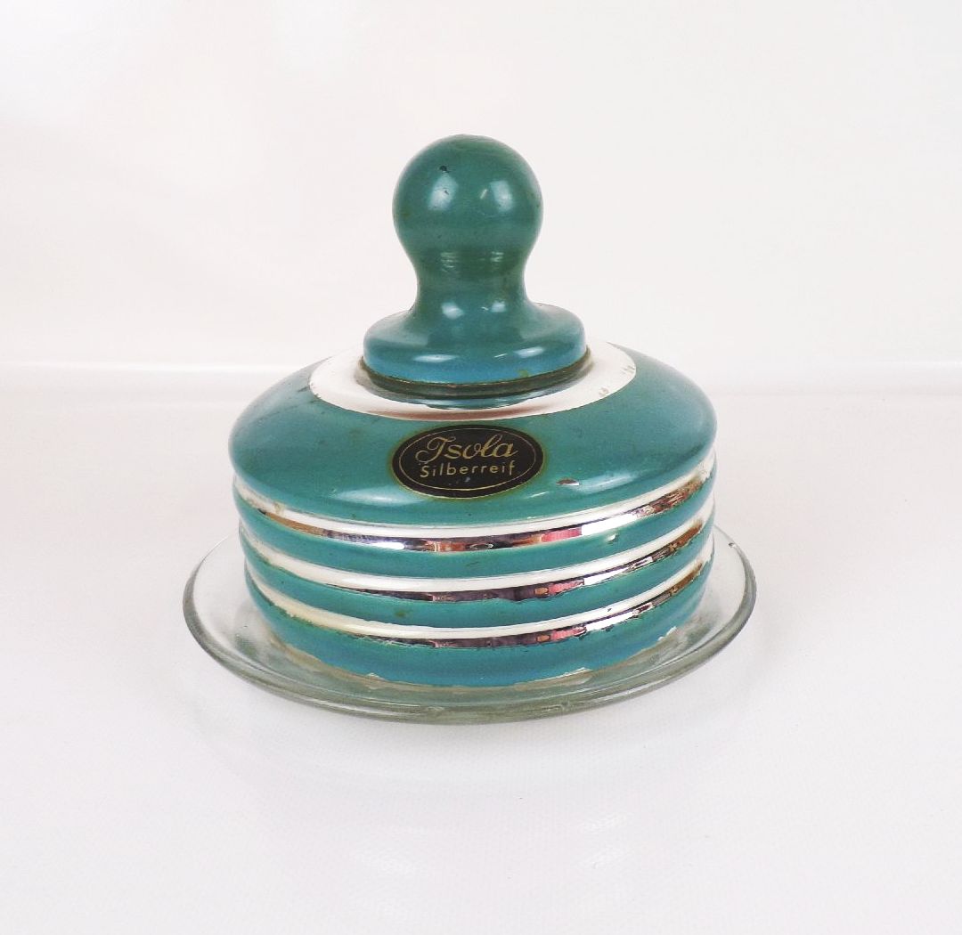 Alte Butterdose Glas Isolier Dose 50er 60er DDR Isola Selberreif Retro Look
