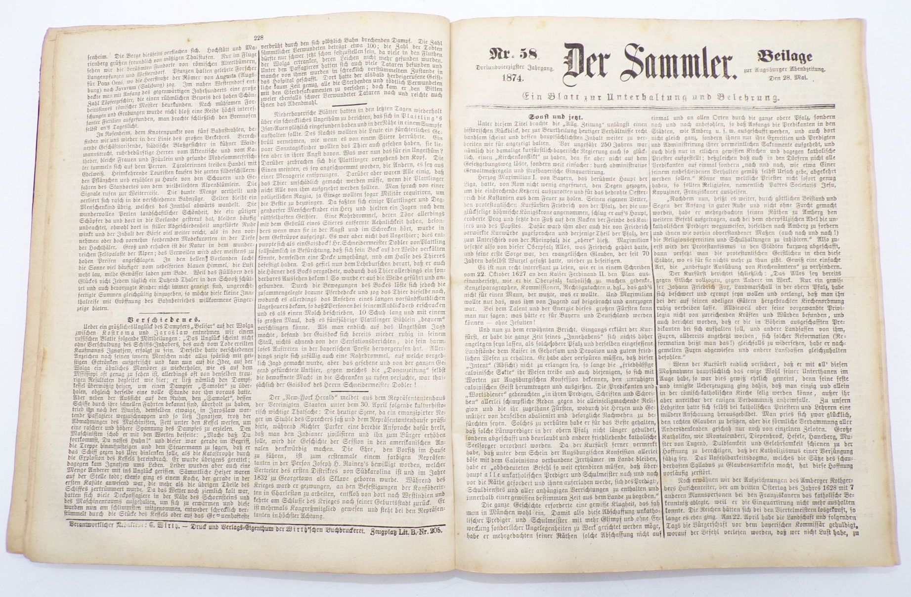 Der Sammler Zeitschrift gebundener Jahrgang 1874 Antik Buch