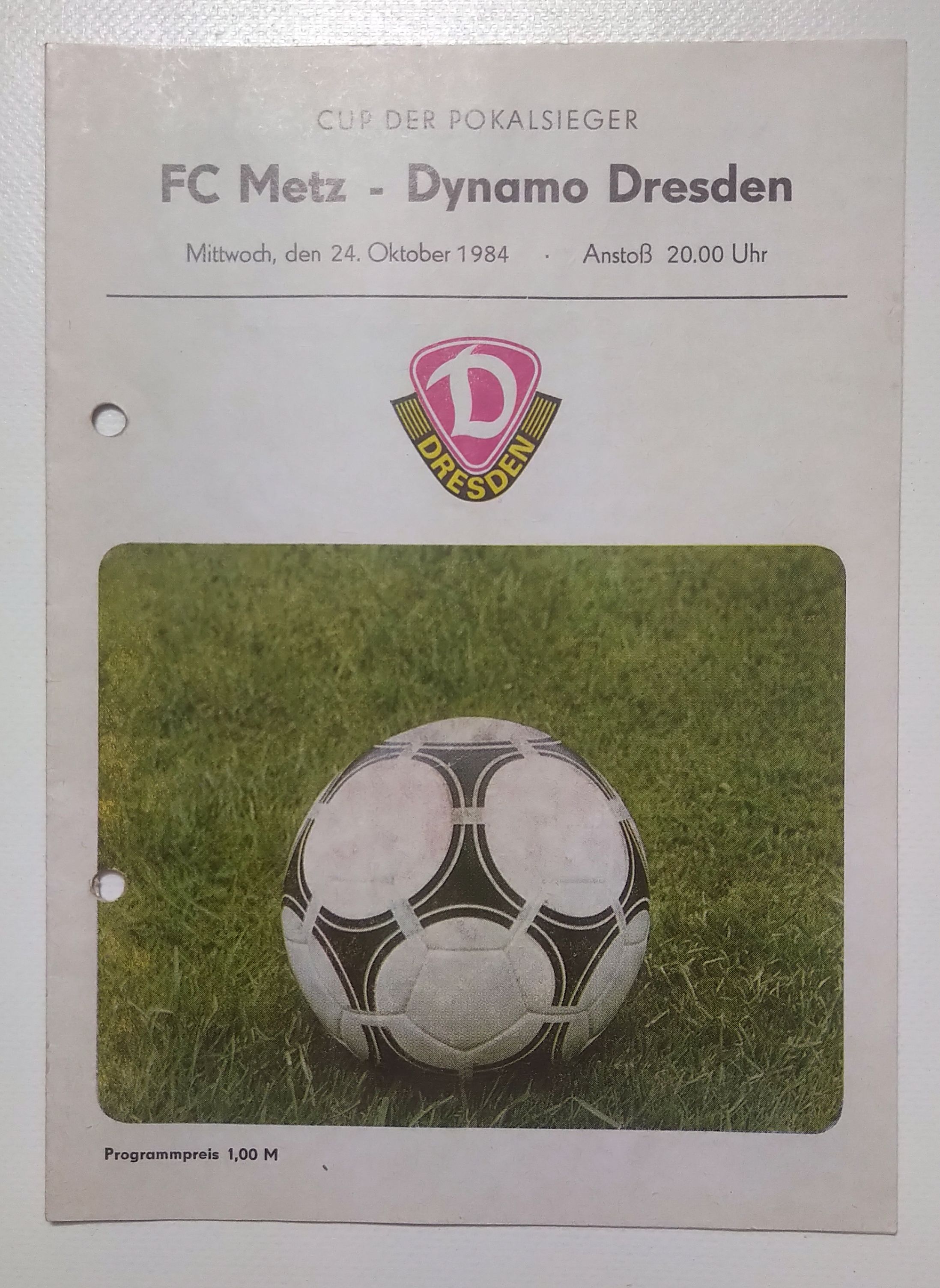 Fußball Programmheft FC Metz - Dynamo Dresden 1984