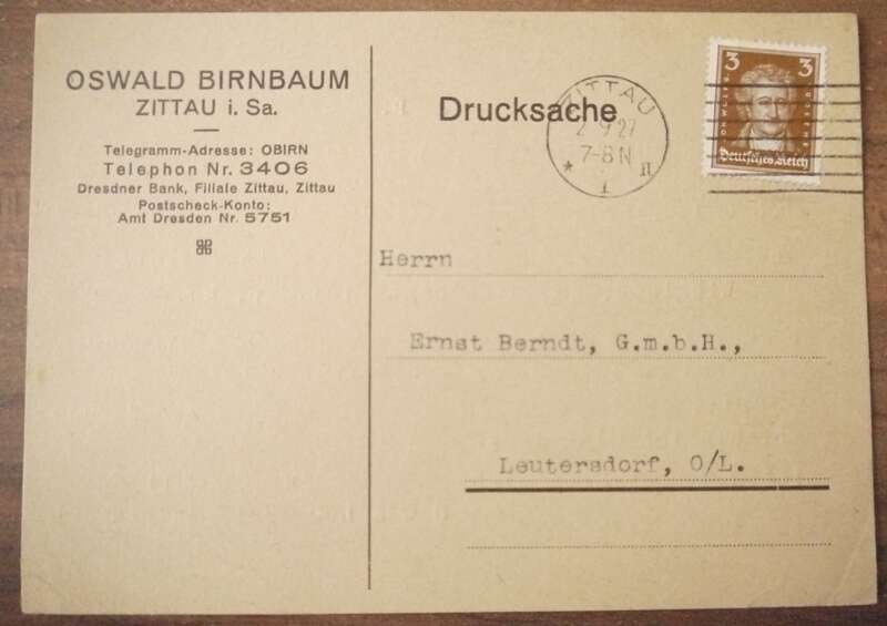 Oswald Birnbaum Drucksache 1927 Zittau Sachsen