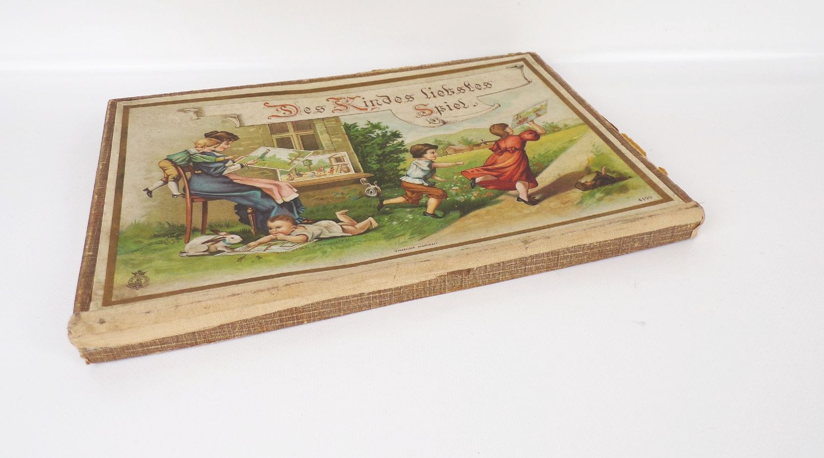 Des Kindes liebstes Spiel um 1890 Litho Steckbilder oder bewegte Bilder 