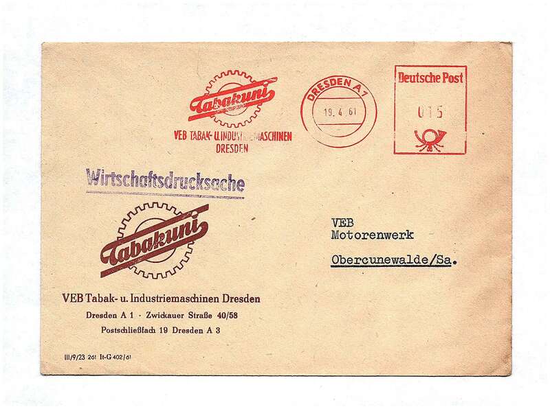 DDR 1961 VEB Tabakuni Dresden Wirtschaftsdrucksache