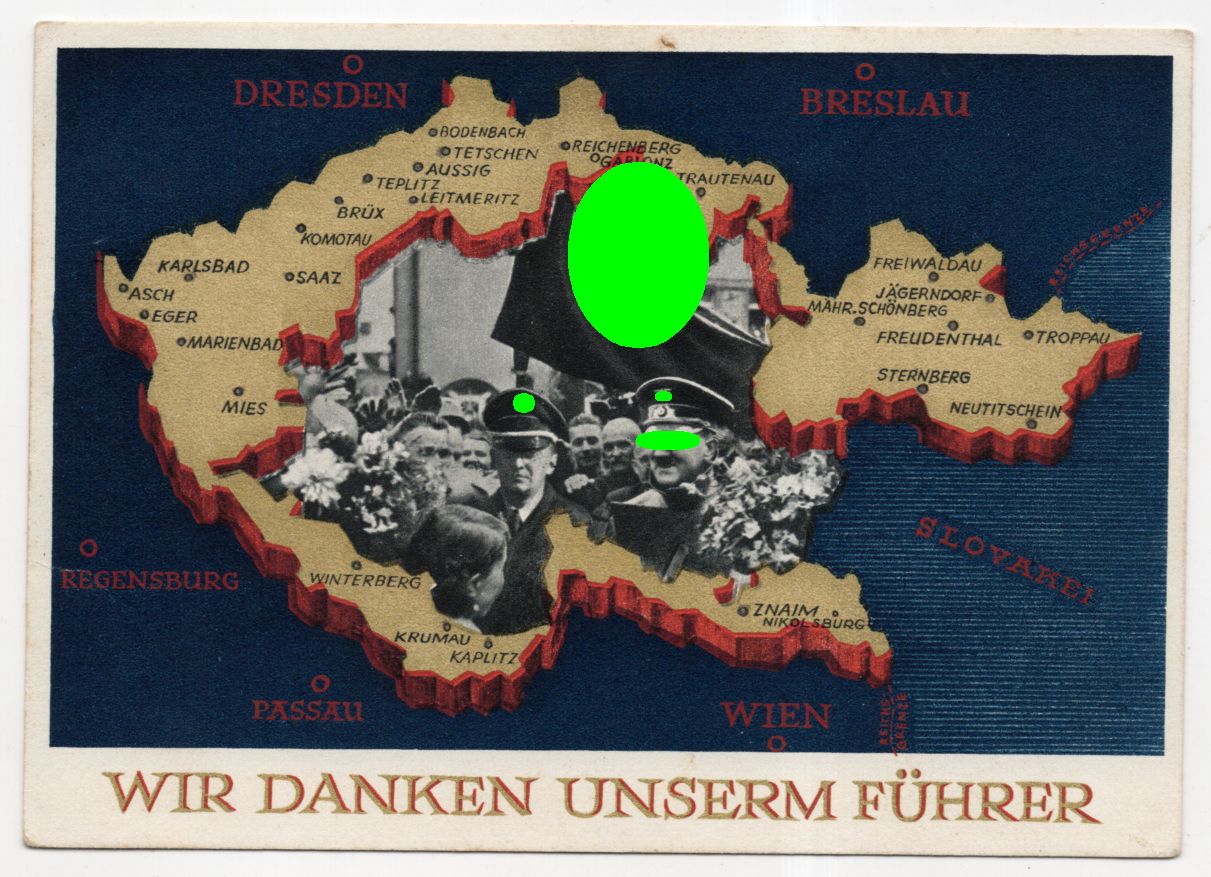Ak Wir danken unseren Führer Propagandakarte Böhmen Sudeten Drittes Reich