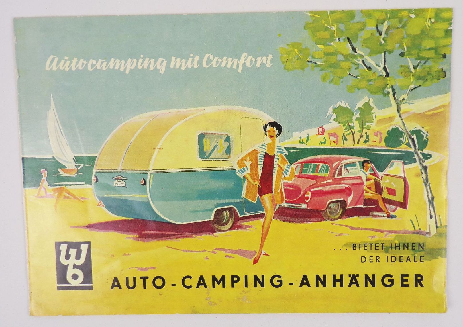 DDR Prospekt Auto Camping Anhänger VEB Waggonbau Bautzen 1959 