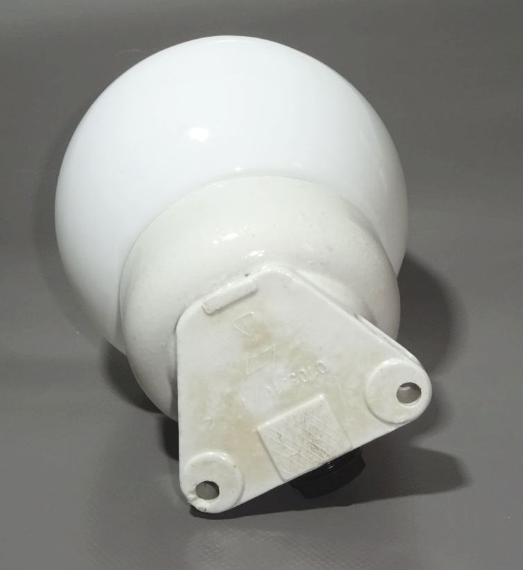 Kugellampe Industriedesign E27 alte Deckenlampe Weiss Porzellan Glas 