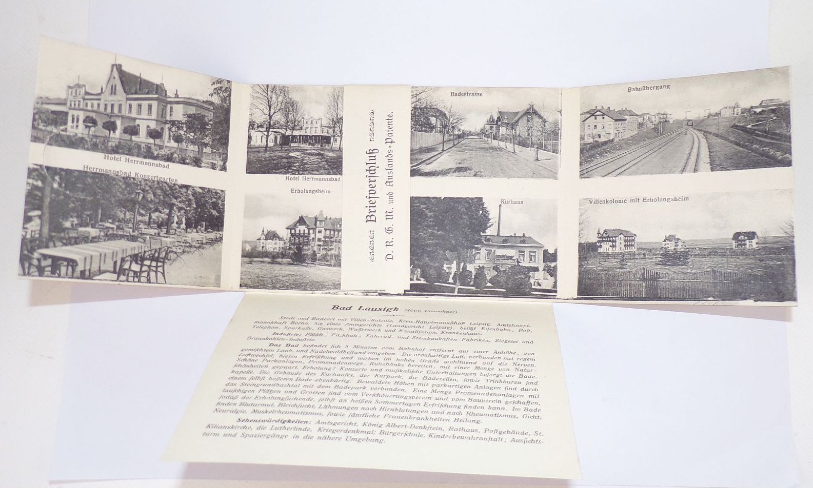 Bad Lausigk Villenkolonie Universalkarte Aufklapp Ak um 1910
