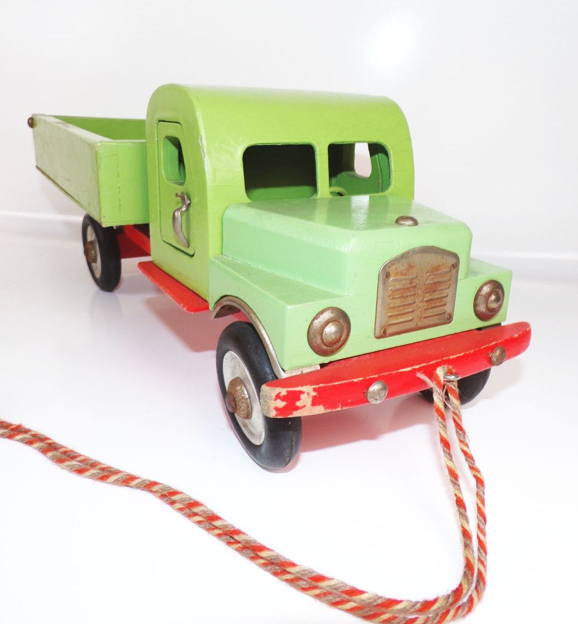 Alter Holz Lastwagen Pritschenwagen Grün Holzspielzeug DDR