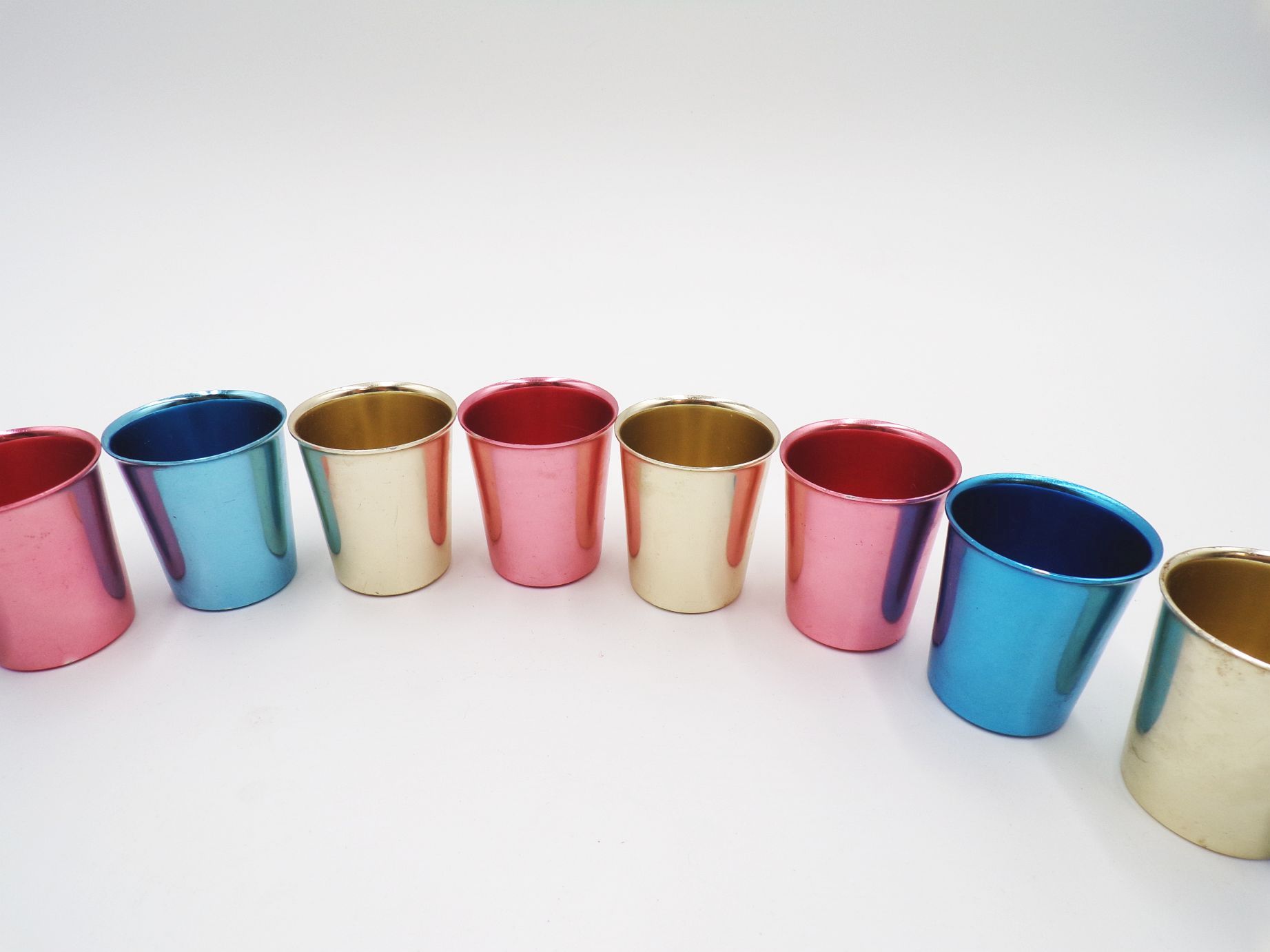 DDR Likörbecher bunt Metall Schnapsbecher Retro Deko